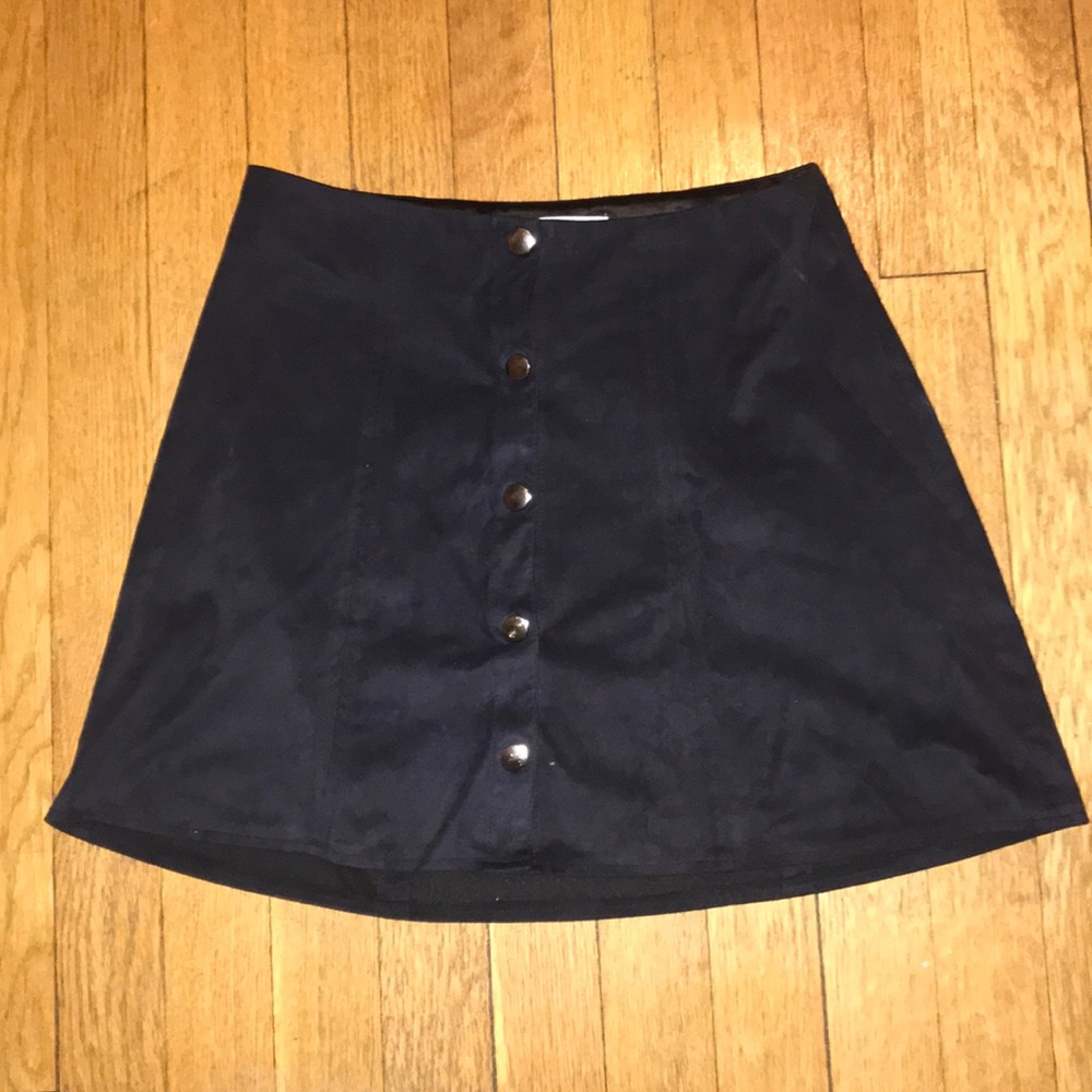 Black Suede Button Up Skirt